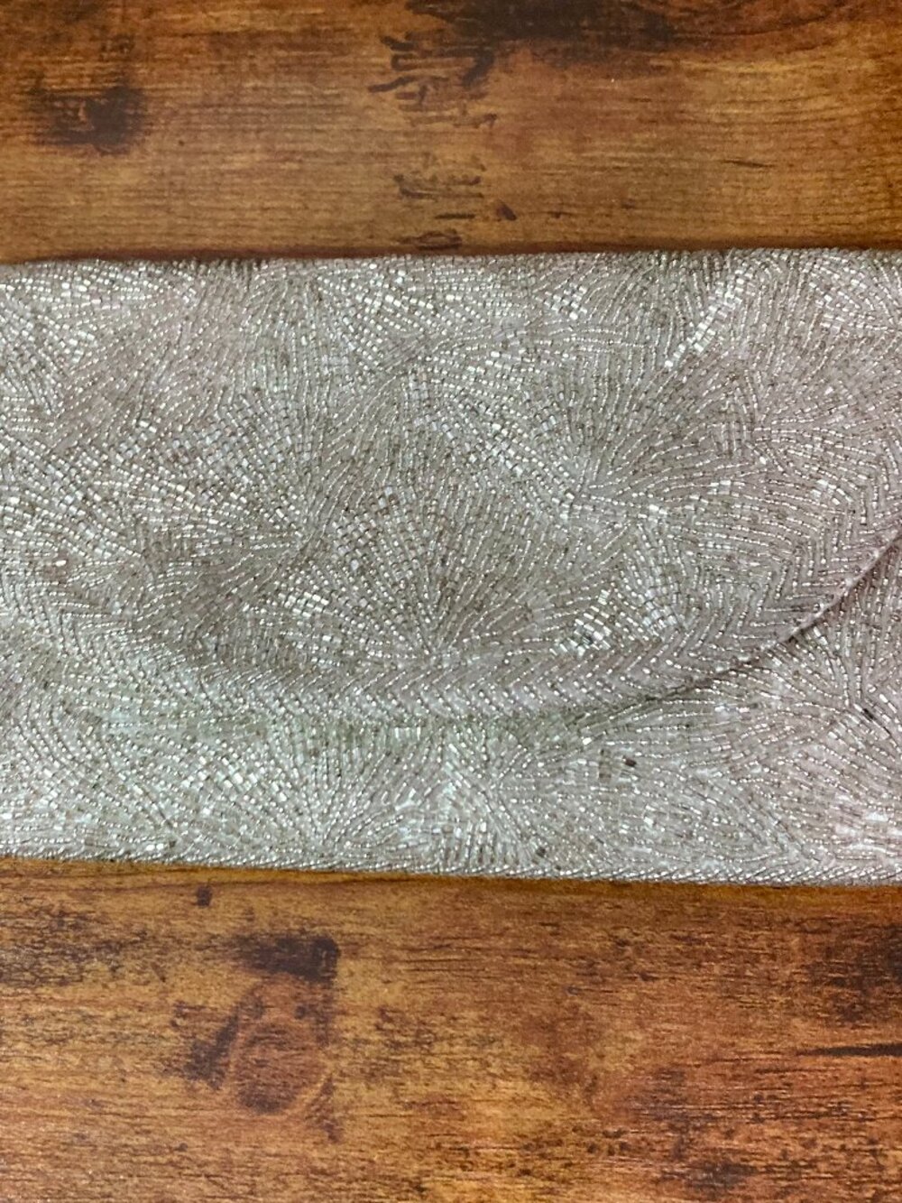 Vintage  Walborg Beaded Evening Bag Silver Bead Clutch MCM 8"w 5"h